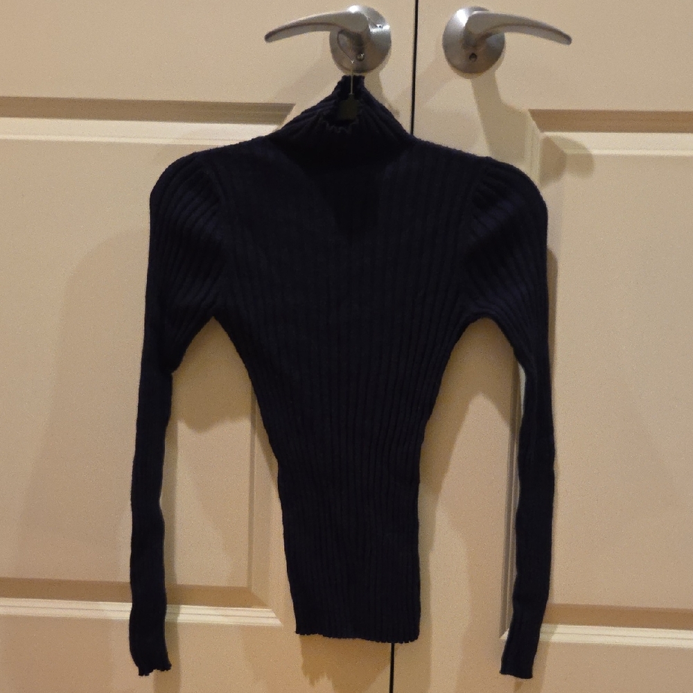 Tularosa Ribbed Mock Neck Sweater - Navy